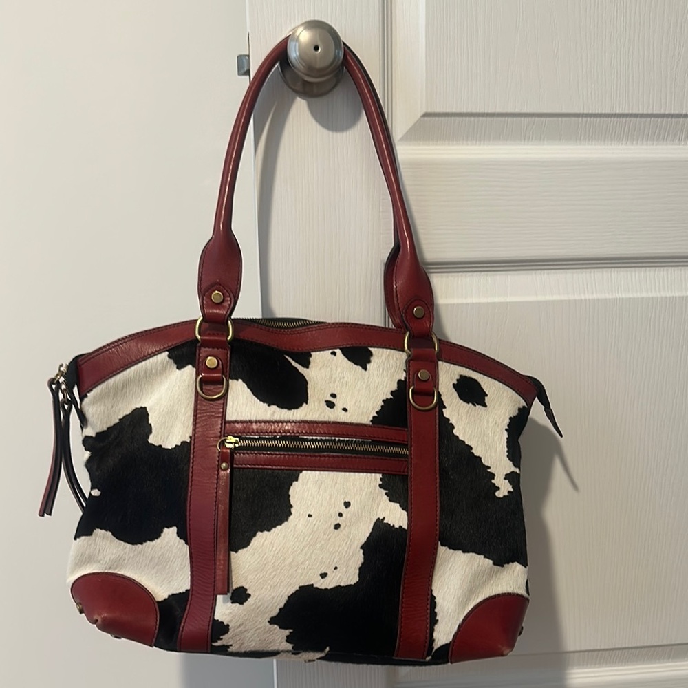 Black and White Cow Print Shoulder Bag